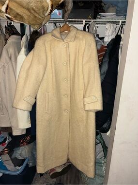 Avoca Handweavers 50s-60s vintage Cream Mohair-Wool Pea Coat - Ireland Hand Made